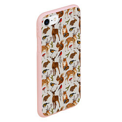 Чехол iPhone 7/8 матовый Лесные животные, цвет: 3D-светло-розовый — фото 2