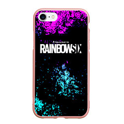 Чехол iPhone 7/8 матовый Rainbow six неоновые краски, цвет: 3D-светло-розовый