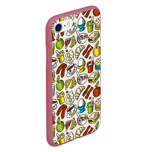 Чехол iPhone 7/8 матовый Завтрак - цветной / 3D-Малиновый – фото 2