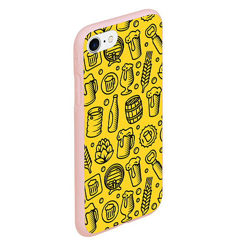 Чехол iPhone 7/8 матовый Пиво и аксессуары - жёлтый / 3D-Светло-розовый – фото 2