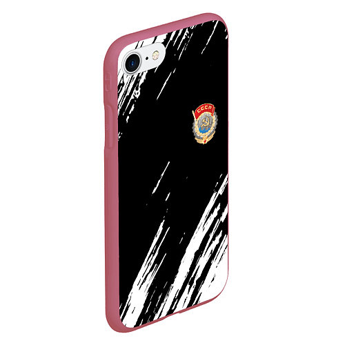 Чехол iPhone 7/8 матовый Ссср спортивный стиль / 3D-Малиновый – фото 2