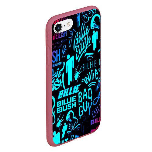 Чехол iPhone 7/8 матовый Billie Eilish neon pattern / 3D-Малиновый – фото 2