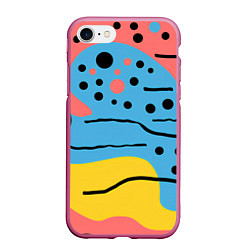 Чехол iPhone 7/8 матовый Абстракция с черными пятнами на разноцветном фоне