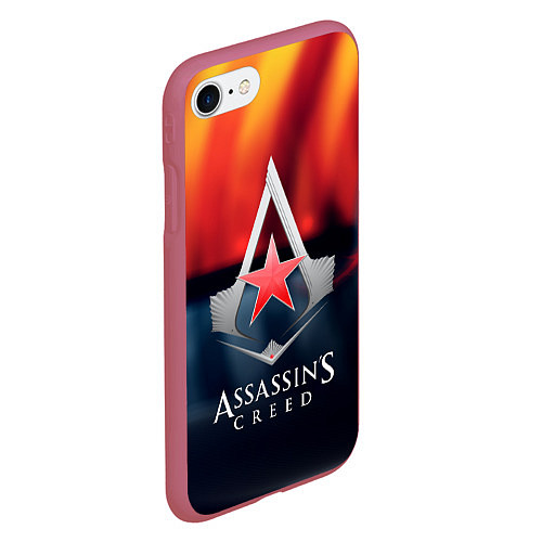 Чехол iPhone 7/8 матовый Assassins Creed ussr / 3D-Малиновый – фото 2