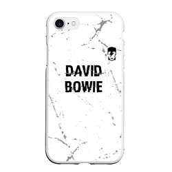 Чехол iPhone 7/8 матовый David Bowie glitch на светлом фоне: символ сверху, цвет: 3D-белый