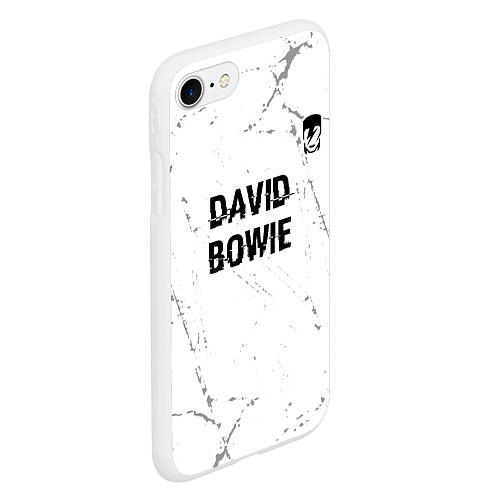 Чехол iPhone 7/8 матовый David Bowie glitch на светлом фоне: символ сверху / 3D-Белый – фото 2