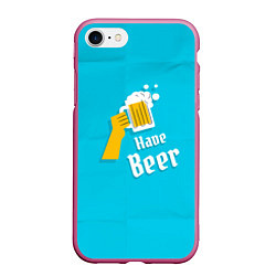 Чехол iPhone 7/8 матовый Пиво есть, цвет: 3D-малиновый
