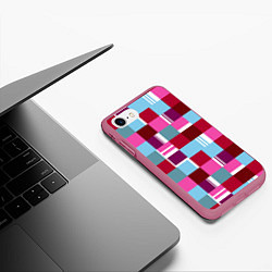 Чехол iPhone 7/8 матовый Ретро квадраты вишнёвые, цвет: 3D-малиновый — фото 2