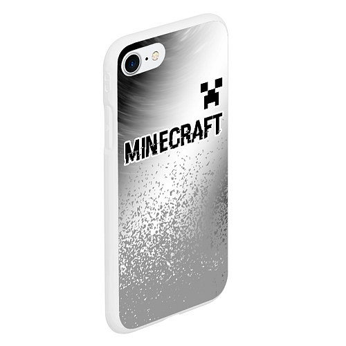 Чехол iPhone 7/8 матовый Minecraft glitch на светлом фоне: символ сверху / 3D-Белый – фото 2