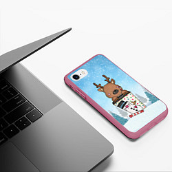 Чехол iPhone 7/8 матовый Олененок в кружке, цвет: 3D-малиновый — фото 2