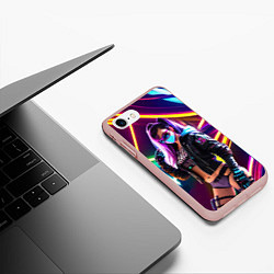 Чехол iPhone 7/8 матовый Cool girl - cyberpunk - neon glow, цвет: 3D-светло-розовый — фото 2