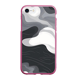 Чехол iPhone 7/8 матовый Волны монохрома, цвет: 3D-малиновый