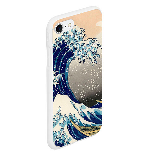Чехол iPhone 7/8 матовый Великая волна от Канагава / 3D-Белый – фото 2