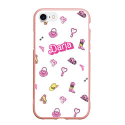 Чехол iPhone 7/8 матовый Дарья - в стиле барби: аксессуары паттерн, цвет: 3D-светло-розовый