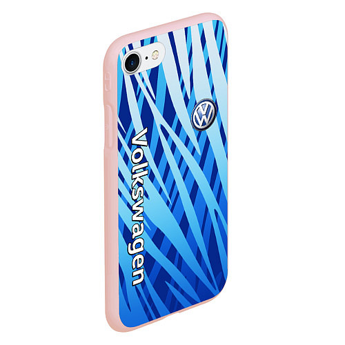 Чехол iPhone 7/8 матовый Volkswagen - синий камуфляж / 3D-Светло-розовый – фото 2