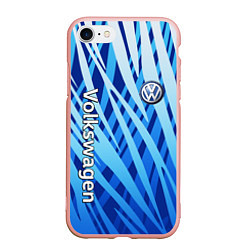 Чехол iPhone 7/8 матовый Volkswagen - синий камуфляж, цвет: 3D-светло-розовый