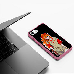Чехол iPhone 7/8 матовый Аска школьница - Евангелион, цвет: 3D-малиновый — фото 2
