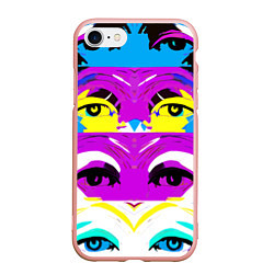 Чехол iPhone 7/8 матовый Eyes - pop art - neural network, цвет: 3D-светло-розовый