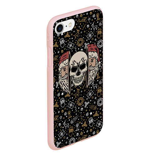 Чехол iPhone 7/8 матовый Санта и череп / 3D-Светло-розовый – фото 2