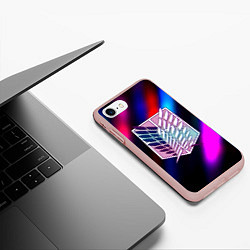 Чехол iPhone 7/8 матовый Attack on Titan stripes neon, цвет: 3D-светло-розовый — фото 2