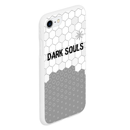 Чехол iPhone 7/8 матовый Dark Souls glitch на светлом фоне: символ сверху / 3D-Белый – фото 2