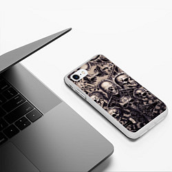 Чехол iPhone 7/8 матовый Татуировка черепов, цвет: 3D-белый — фото 2