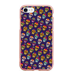 Чехол iPhone 7/8 матовый Мексиканские черепа Калака, цвет: 3D-светло-розовый