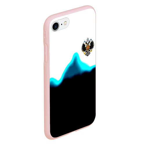 Чехол iPhone 7/8 матовый Герб РФ синяя волна / 3D-Светло-розовый – фото 2