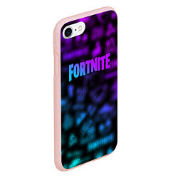 Чехол iPhone 7/8 матовый Неоновые логотипы Fortnite, цвет: 3D-светло-розовый — фото 2