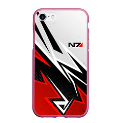 Чехол iPhone 7/8 матовый N7 mass effect - white and red