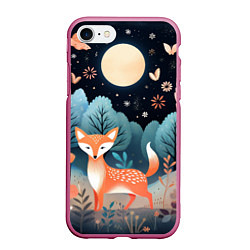 Чехол iPhone 7/8 матовый Лисичка в осеннем лесу фолк-арт