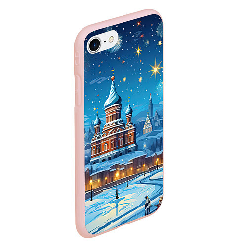Чехол iPhone 7/8 матовый Новогодняя Москва / 3D-Светло-розовый – фото 2