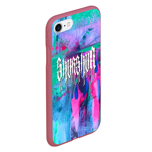 Чехол iPhone 7/8 матовый Shurshun - tie-dye / 3D-Малиновый – фото 2