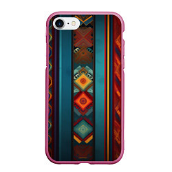 Чехол iPhone 7/8 матовый Этнический орнамент в вертикальную полоску, цвет: 3D-малиновый