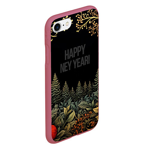 Чехол iPhone 7/8 матовый Happy new year black style / 3D-Малиновый – фото 2