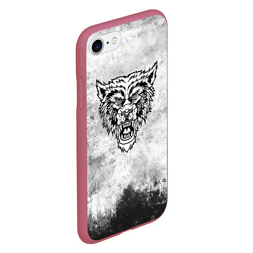 Чехол iPhone 7/8 матовый Texture - разозленный волк / 3D-Малиновый – фото 2