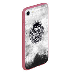 Чехол iPhone 7/8 матовый Texture - разозленная горилла, цвет: 3D-малиновый — фото 2