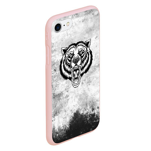 Чехол iPhone 7/8 матовый Texture - медведь в ярости / 3D-Светло-розовый – фото 2