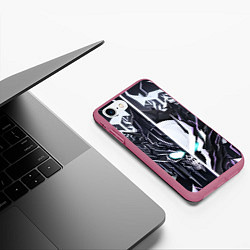 Чехол iPhone 7/8 матовый Белый адский демон, цвет: 3D-малиновый — фото 2