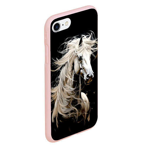 Чехол iPhone 7/8 матовый Лошадь белая в ночи / 3D-Светло-розовый – фото 2