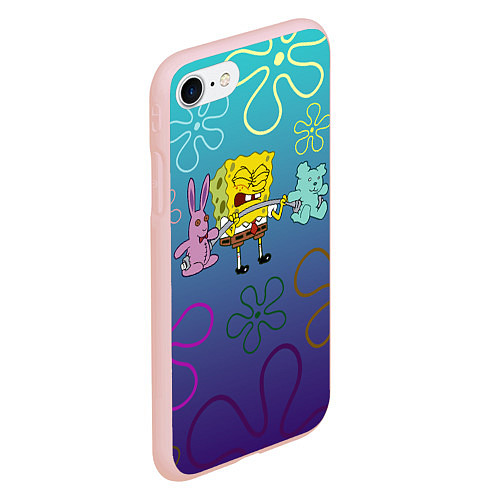 Чехол iPhone 7/8 матовый Spongebob workout / 3D-Светло-розовый – фото 2