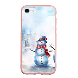Чехол iPhone 7/8 матовый Новогодний день со снеговиком
