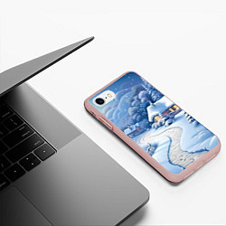 Чехол iPhone 7/8 матовый Тропинка в новый год, цвет: 3D-светло-розовый — фото 2