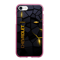 Чехол iPhone 7/8 матовый Chevrolet - плиты с эффектом свечения, цвет: 3D-малиновый