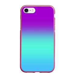 Чехол iPhone 7/8 матовый Фиолетовый бирюзовый голубой неоновый градиент