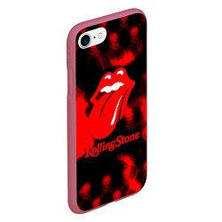 Чехол iPhone 7/8 матовый Rolling Stone rock, цвет: 3D-малиновый — фото 2