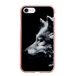 Чехол iPhone 7/8 матовый Дымный волк, цвет: 3D-светло-розовый
