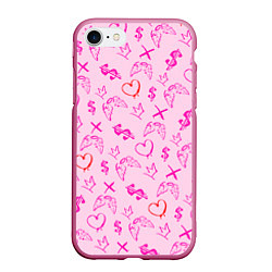 Чехол iPhone 7/8 матовый Паттерн - розовые граффити