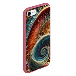 Чехол iPhone 7/8 матовый Текстура спираль из кристалов, цвет: 3D-малиновый — фото 2