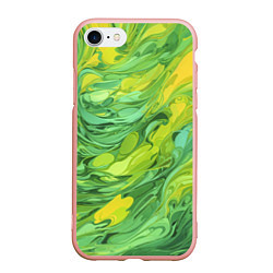 Чехол iPhone 7/8 матовый Зелено желтая краска, цвет: 3D-светло-розовый